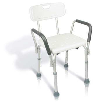 Vive Shower Chair With Arms Back Small Narrow Medical Universal Bath Tub Transfer Bench Safe Adjustable Handicap Stool