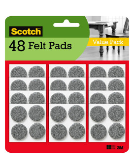 Scotch Heavy Duty Felt Furniture Pads 48 Pcs Felt Furniture Pads For Hardwood Floors Round Gray 1