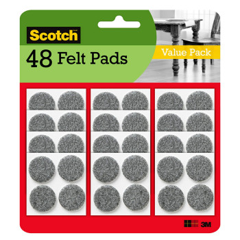 Scotch Heavy Duty Felt Furniture Pads 48 Pcs Felt Furniture Pads For Hardwood Floors Round Gray 1