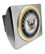 Us Navy Metal Emblem On Chrome Metal Hitch Cover