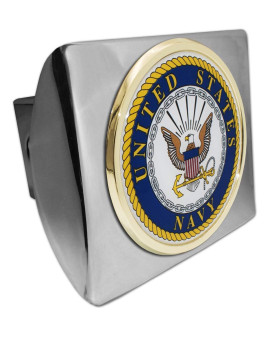 Us Navy Metal Emblem On Chrome Metal Hitch Cover