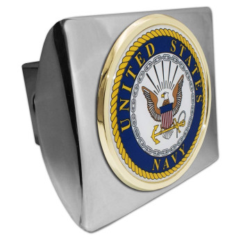 Us Navy Metal Emblem On Chrome Metal Hitch Cover