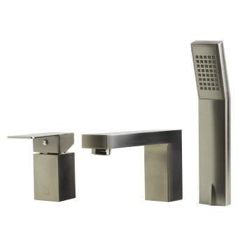 Alfi Brand Ab2322Bn Single Lever Bathroom Faucet With Square Hand Held Pullout Shower Head Brushed Nickel