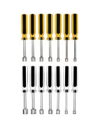 Ez Travel Collection 55 Inch Chrome Plated Sae Sizes 316 To 12 Inch And Metric 5 To 10 Mm Nut Driver Set 14 Piece Color Cod