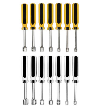 Ez Travel Collection 55 Inch Chrome Plated Sae Sizes 316 To 12 Inch And Metric 5 To 10 Mm Nut Driver Set 14 Piece Color Cod