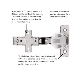 Hickory Hardware Hh7472214 Inset Concealed Euro Cabinet Door Hinges 105Degree Opening Angle Selfclose Function 1 Set