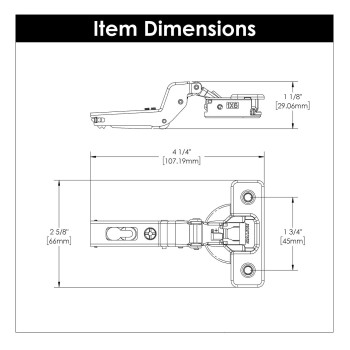 Hickory Hardware Hh7472214 Inset Concealed Euro Cabinet Door Hinges 105Degree Opening Angle Selfclose Function 1 Set