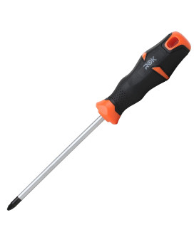 Pozi 2 Screwdriver Chrome Shaft In Black With Orange Handle Rokpozi