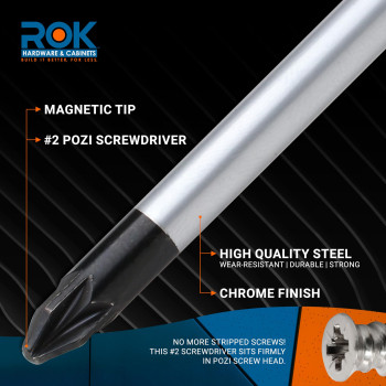 Pozi 2 Screwdriver Chrome Shaft In Black With Orange Handle Rokpozi