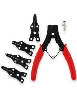 Abn Snap Ring Pliers Set 5 Pc Interchangeable Jaw Head C Clip Pliers Set Straight 45 And 90 Degree Angled Jaws