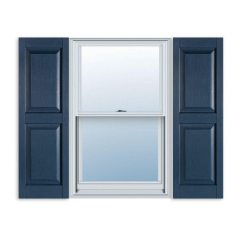 15 Inch X 59 Inch Standard Raised Panel Exterior Vinyl Shutter Bedford Blue Pair