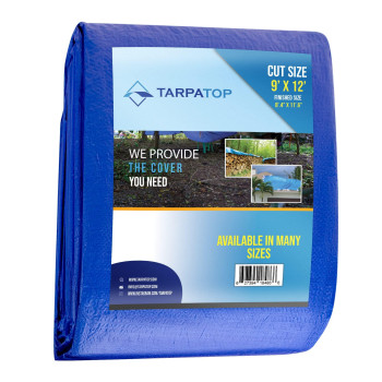 Tarpatop Multipurpose Waterproof Heavy Duty Poly Tarp 9X12 Large Blue Tarp With Grommets Every 3Ft Rot Rust And Uv Resist