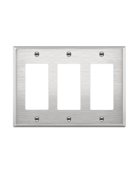 Enerlites Decorator Switch Or Outlet Metal Wall Plate Corrosion Resistant Size 3Gang 450 X 638 Ul Listed 7733 430 St