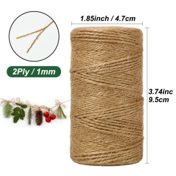 Shintop Jute Twine 328 Feet 2Ply Natural Twine String Industrial Packing Materials Heavy Duty Twine For Arts And Crafts Gift