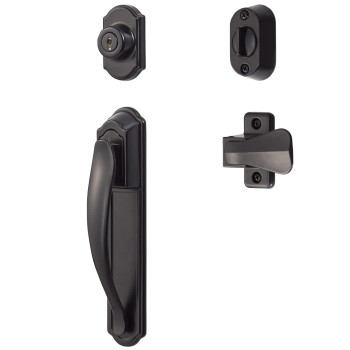 Ideal Security Door Handle With Keyed Deadbolt For Storm And Screen Doors Black 4Piece Set