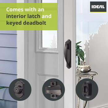 Ideal Security Door Handle With Keyed Deadbolt For Storm And Screen Doors Black 4Piece Set