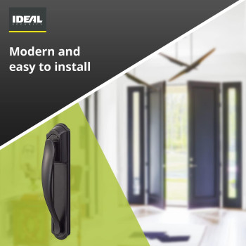 Ideal Security Door Handle With Keyed Deadbolt For Storm And Screen Doors Black 4Piece Set