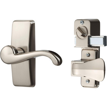 Ideal Security Door Lever With Deadbolt Lock For Storm And Screen Doors Satin Nickel 2Piece Set