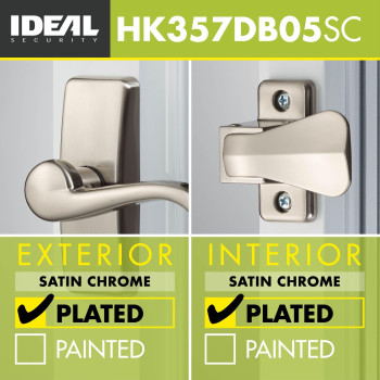 Ideal Security Door Lever With Deadbolt Lock For Storm And Screen Doors Satin Nickel 2Piece Set