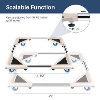 Spacecare Mobile Roller With 4 Locking Wheels Adjustable Furniture Dolly Washing Machine Stand Refrigerator Base Moving Cart