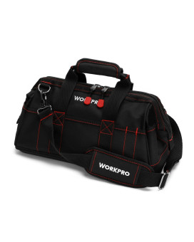 Workpro 16Inch Close Top Wide Mouth Tool Storage Bag With Water Proof Rubber Base W081022A 16