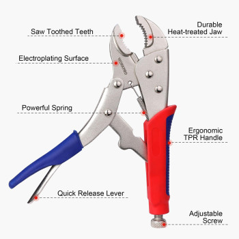 Workpro 3Piece Locking Pliers Set 10Inch Curved Jaw 7Inch Curved Jaw And 612Inch Straight Jaw