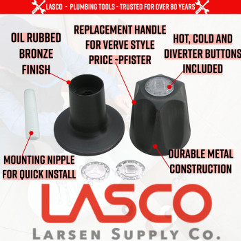 Lasco 019141Ob Handle With Index Button Indicators Flange And Nipple For Pricepfister Verve Large Oil Rubbed Bronze