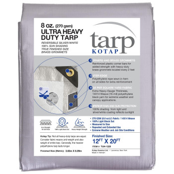 Kotap 12 X 20 Ft Ultra Heavyduty Protectioncoverage Tarp Superior Weave For Greater Longevity 16Mil Reversible Multiuse