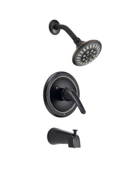 Designers Impressions 651687 Oil Rubbed Bronze Tub Shower Combo Faucet Single Handle Mixer Design Multisetting Shower Head