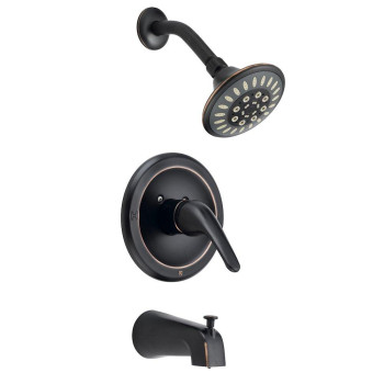 Designers Impressions 651687 Oil Rubbed Bronze Tub Shower Combo Faucet Single Handle Mixer Design Multisetting Shower Head