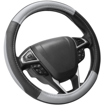 Seg Direct Black And Gray Microfiber Auto Car Steering Wheel Cover Universal 15 Inch