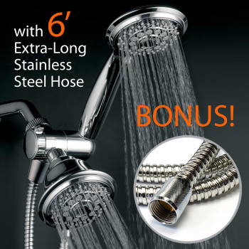 Hotel Spa 4Inch Twin Shower Head Combo Chrome 30Setting Shower Heads 6Foot Stainless Steel Hose Ultraluxury Showerspa