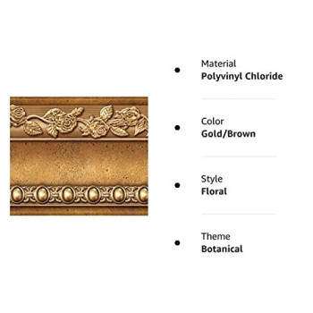 Flower Molding Peel And Stick Wall Border Easy To Apply Gold Brown