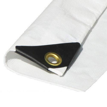 10X18 12 Mil White Tarp Extra Heavy Duty 3 Ply Reinforced Canopy 6 Oz 3 Layer Finished Size 96 X 176