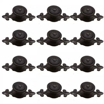 Cskb Black Antique Vintage Retro Drawer Cabinet Metal Knobs With Backplates 12 Pcs Mushroom Shape Pulls Handle Dresser Knob