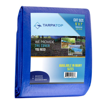 Tarpatop Multipurpose Waterproof Heavy Duty Poly Tarp 5X7 Large Blue Tarp With Grommets Every 3Ft Rot Rust And Uv Resista