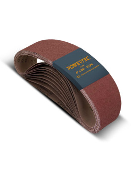 Powertec 110090 4 X 24 Inch Sanding Belts 10Pk 80 Grit Aluminum Oxide Belt Sander Sanding Belt Sandpaper For Oscillating Belt