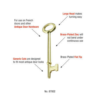 Lucky Line Skeleton Key For Lever Antique Doors Locks 2 Pack Flat Tip 87002