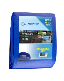 Tarpatop Multipurpose Waterproof Heavy Duty Poly Tarp 12X12 Large Blue Tarp With Grommets Every 3Ft Rot Rust And Uv Resis