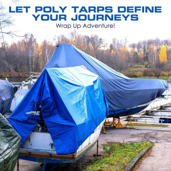 Tarpatop Multipurpose Waterproof Heavy Duty Poly Tarp 12X12 Large Blue Tarp With Grommets Every 3Ft Rot Rust And Uv Resis