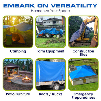 20X25 Waterproof Multipurpose Poly Tarp Blue Tarpaulin Protector For Cars Boats Construction Contractors Campers And Emer