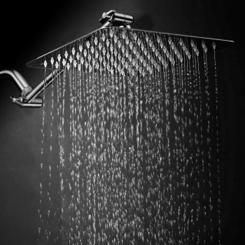 Hotelspa Giant 10 Stainless Steel Rainfall Square Showerhead With Solid Brass Adjustable Extension Arm