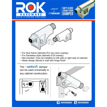 15 Pack Rok Hardware Soft Close Damper For Cabinet Doorscompactsoftclose Cabinet Adapterhardwarehinge Polished Nickel Finish