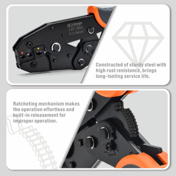 Icrimp Ratchet Wire Crimping Tool Set W 5 Interchangeable Jaws For Insulated And Noninsulated Terminals Awg202 Wire Stripper