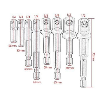 Dophee 8Pcs Impact Grade Socket Adapter Set Square Socket Adapter Bits For Drills Hex Shank Drill Bits Square Nut Driver Power