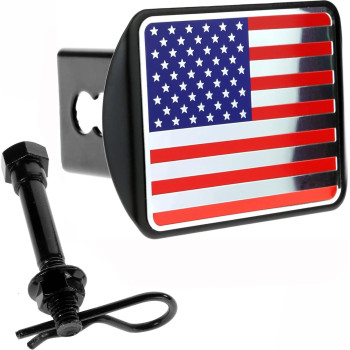 Everhitch Usa Stainless Steel Embossed Flag Metal Hitch Cover Fits 2 Receivers