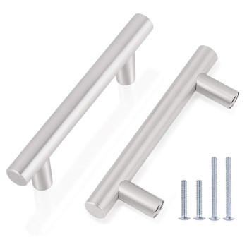 Gobrico 30 Pack 3 Inch76Mm Hole Centers Cabinet Pulls Brushed Nickelmodern T Bar Style Stainless Steel Kitchen Cabinet Handles