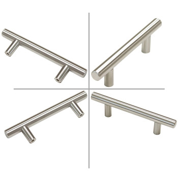 Gobrico 30 Pack 3 Inch76Mm Hole Centers Cabinet Pulls Brushed Nickelmodern T Bar Style Stainless Steel Kitchen Cabinet Handles