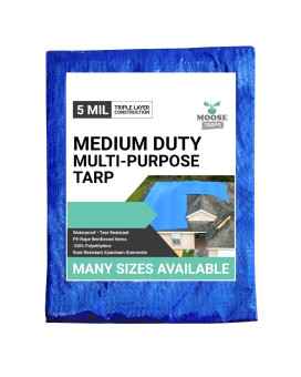 Moose Supply 20 X 40 Waterproof Tarp Medium Duty Reversible Bluesilver Multipurpose Indoor And Outdoor Tarps For Tents Woo