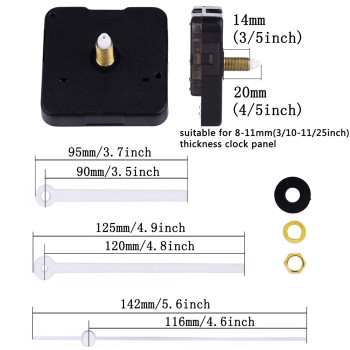 Mudder Silence Quartz Clock Movement 1125 Inch Maximum Dial Thickness 45 Inch Total Shaft Length White